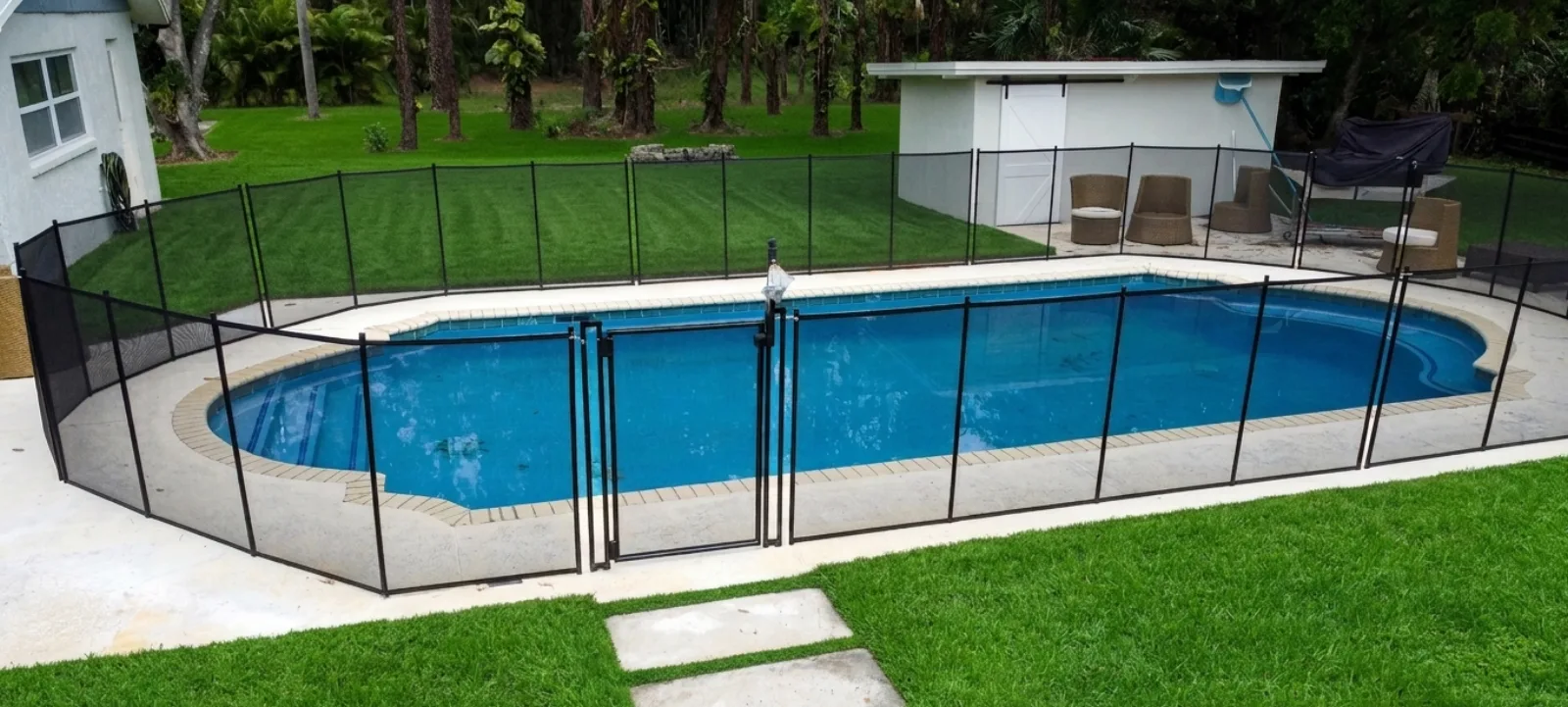 Pool with child safety fence installation | FDS Pools